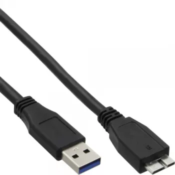 Cabo InLine USB 3.2 Gen.1 Type-A macho / Micro-B macho, preto, 1,5m
