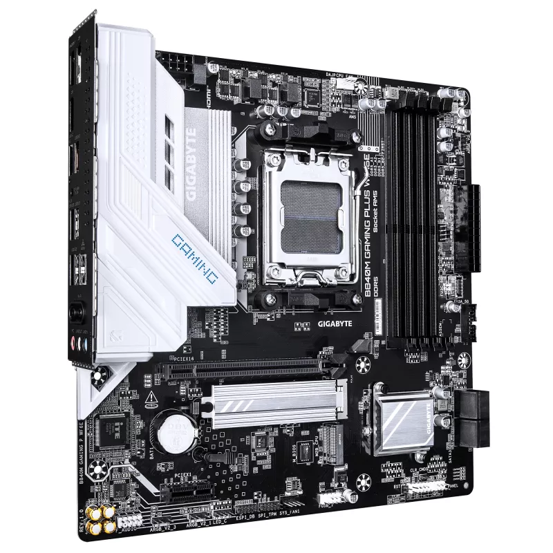 Placa-mãe GIGABYTE B840M GAMING PLUS WIFI6E - CPUs AMD Ryzen 9000, VRM 8+2+2 fases, até 8200MHz DDR5 (O.C), 2x PCIe 4.0 M.2, Wi-Fi 6E, LAN 1GbE, USB 3.2 Gen 2
