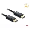 Cabo coaxial DisplayPort DELOCK 16K 60 Hz 80 Gbit/s revestimento entrelaçado 1 m, DisplayPort para DisplayPort, preto