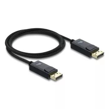 Cabo coaxial DisplayPort DELOCK 16K 60 Hz 80 Gbit/s revestimento entrelaçado 1 m, DisplayPort para DisplayPort, preto