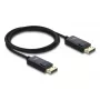Cabo coaxial DisplayPort DELOCK 16K 60 Hz 80 Gbit/s revestimento entrelaçado 1 m, DisplayPort para DisplayPort, preto