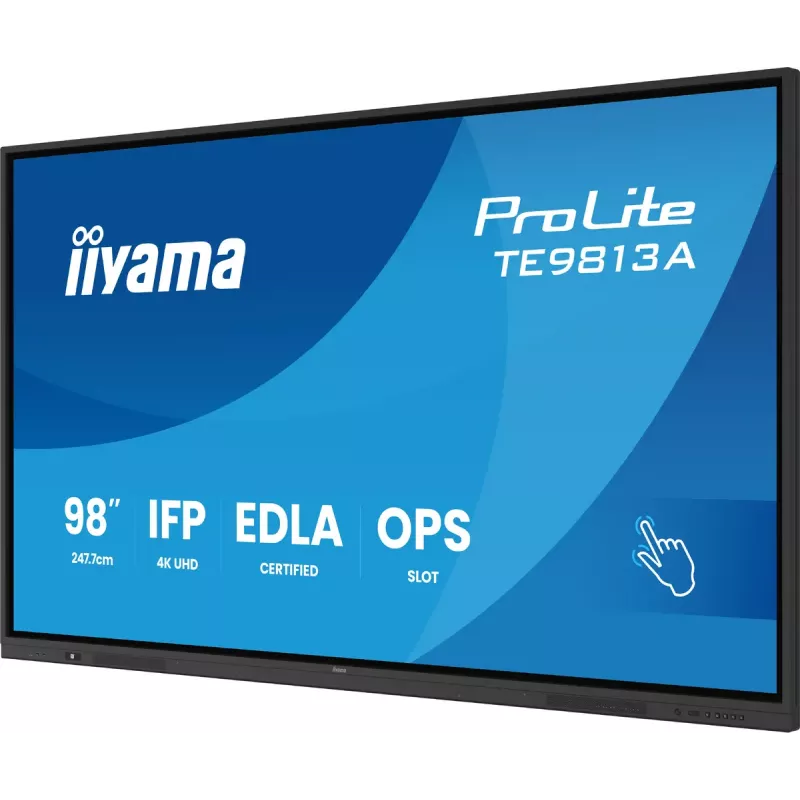 Ecrã plano interativo IIYAMA TE9813A-B2AG 97,5 polegadas (2,48 m) 4K Ultra HD 500 cd/m² Wi‑Fi Android 24/7 preto