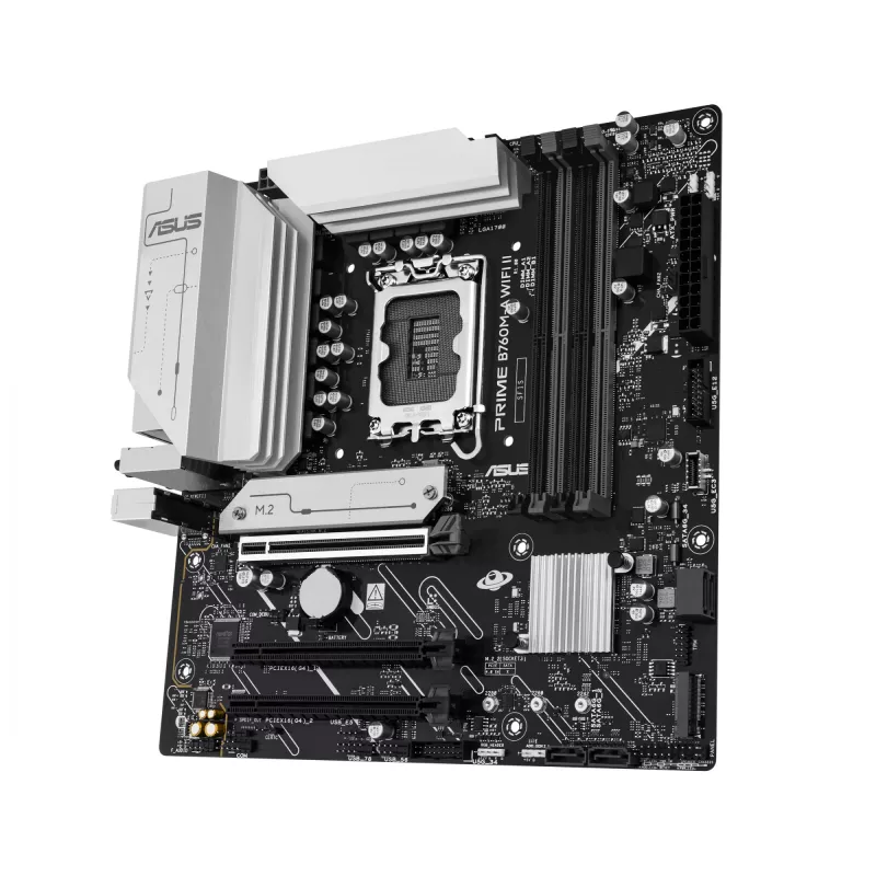 Placa-mãe ASUS PRIME B760M-A WIFI II, micro ATX, Intel B760, LGA 1700, DDR5, 4 slots DIMM, até 256 GB, Wi-Fi 6E, Ethernet 2,5Gb