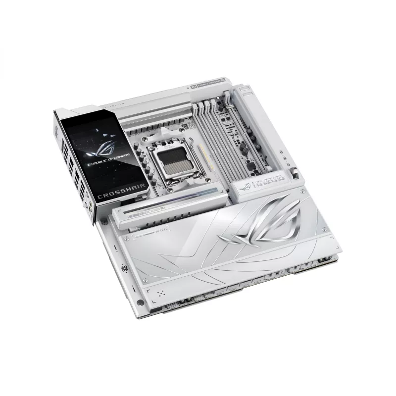 Placa-mãe ASUS ROG CROSSHAIR X870E GLACIAL — AMD X870E, Socket AM5, E-ATX, DDR5, até 256 GB, Wi‑Fi 7, Ethernet 10Gb