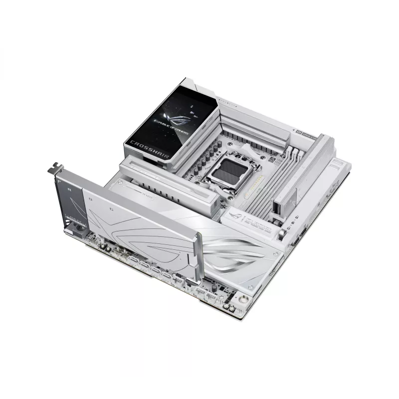 Placa-mãe ASUS ROG CROSSHAIR X870E GLACIAL — AMD X870E, Socket AM5, E-ATX, DDR5, até 256 GB, Wi‑Fi 7, Ethernet 10Gb