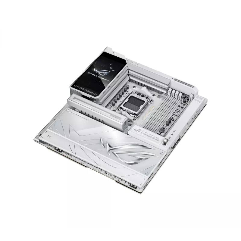 Placa-mãe ASUS ROG CROSSHAIR X870E GLACIAL — AMD X870E, Socket AM5, E-ATX, DDR5, até 256 GB, Wi‑Fi 7, Ethernet 10Gb