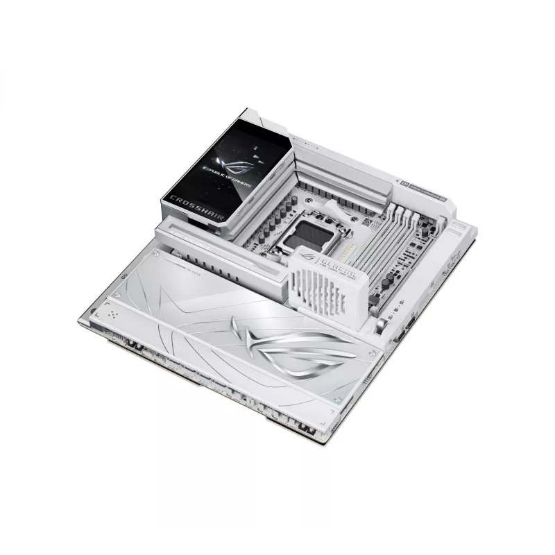 Placa-mãe ASUS ROG CROSSHAIR X870E GLACIAL — AMD X870E, Socket AM5, E-ATX, DDR5, até 256 GB, Wi‑Fi 7, Ethernet 10Gb