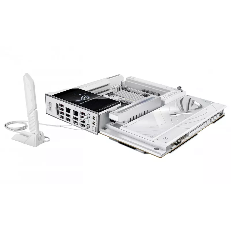 Placa-mãe ASUS ROG CROSSHAIR X870E GLACIAL — AMD X870E, Socket AM5, E-ATX, DDR5, até 256 GB, Wi‑Fi 7, Ethernet 10Gb