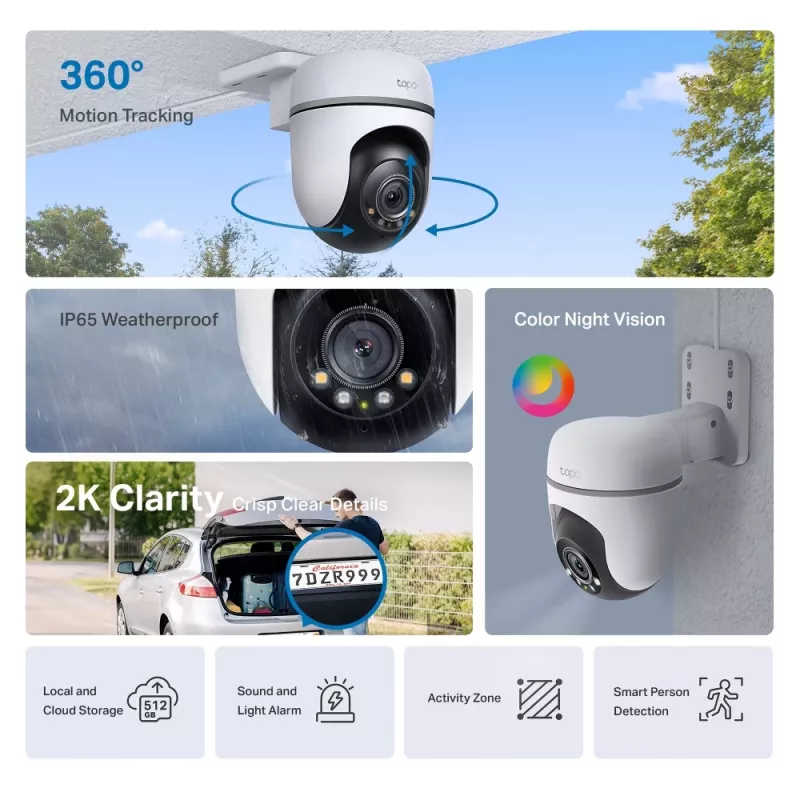 Câmara de vigilância IP esférica TP-Link Tapo TC41 V2 Interior e exterior 2304 x 1296 píxeis Teto/Parede/Poste