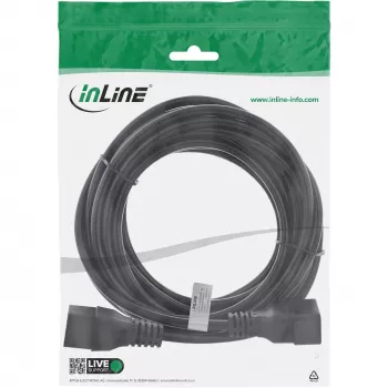 Cabo de alimentação InLine C19 / C20 3 polos ficha / conector fêmea IEC preto 7,5m