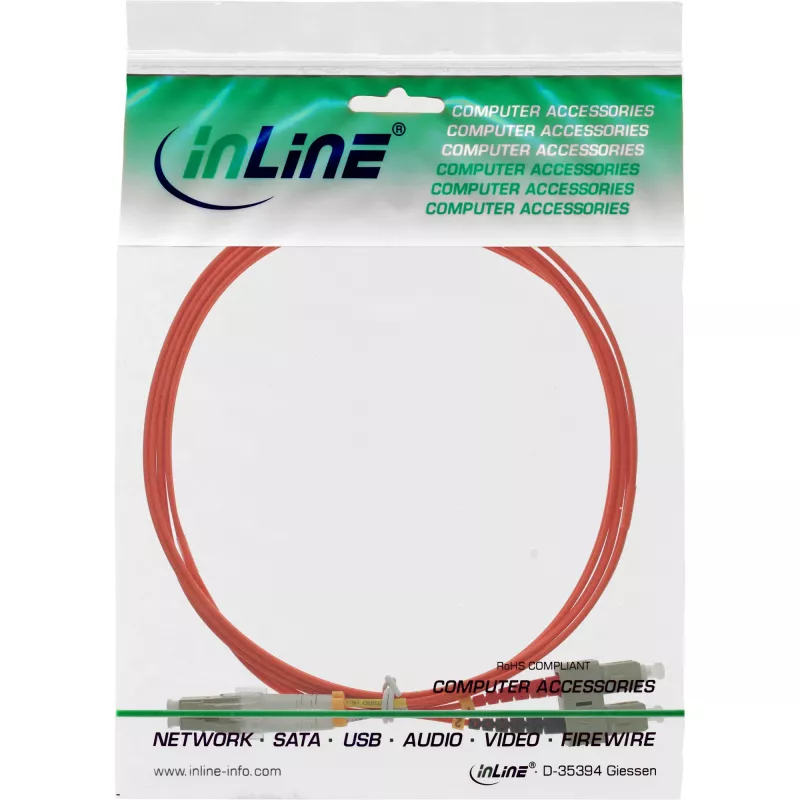 Cabo de fibra ótica duplex InLine LC/SC 50/125 µm OM2 0,5 m