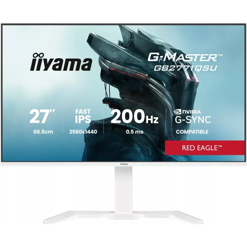 Monitor iiyama G-MASTER GB2771QSU-W1 de 27 polegadas, 2560×1440 WQHD, Fast IPS, 2 ms, hub USB 3.2, altifalantes, VESA, altura ajustável (branco)