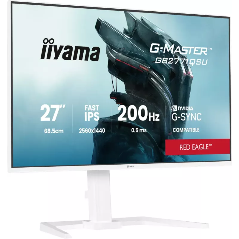 Monitor iiyama G-MASTER GB2771QSU-W1 de 27 polegadas, 2560×1440 WQHD, Fast IPS, 2 ms, hub USB 3.2, altifalantes, VESA, altura ajustável (branco)