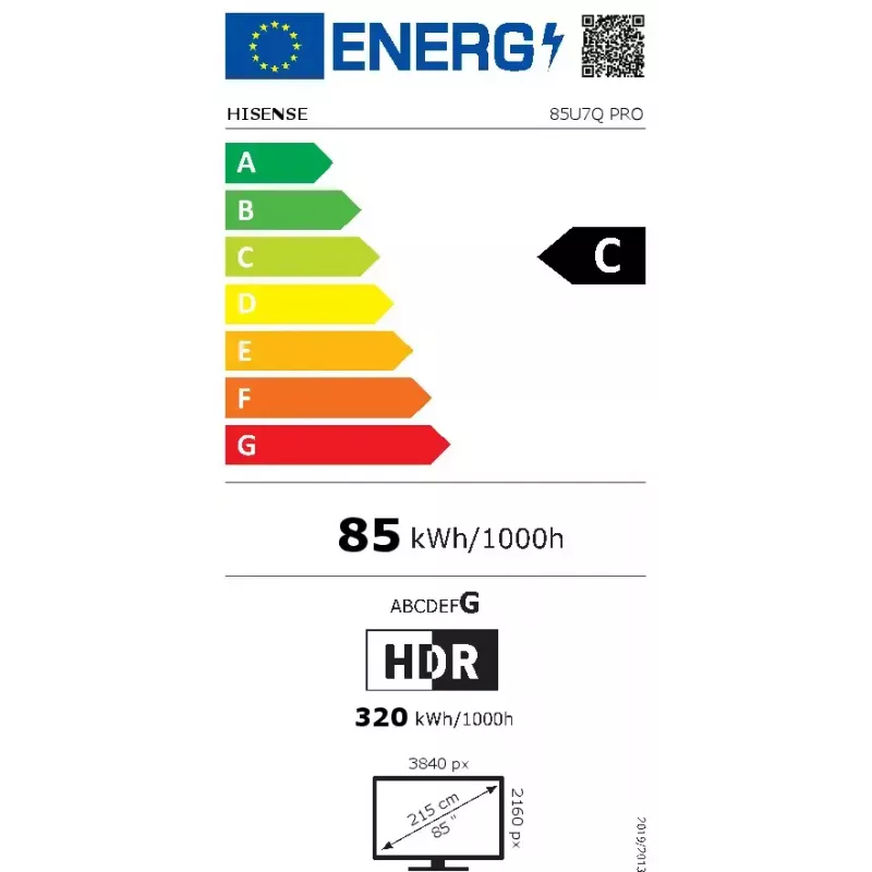 Hisense U7Q PRO 85U7Q PRO 2,16 m (85 polegadas) Smart TV 4K Ultra HD Wi-Fi preto 500 cd/m²