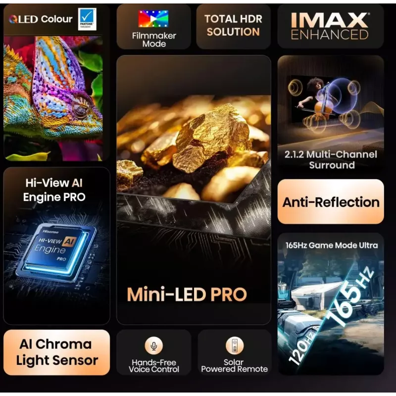 Hisense U7Q PRO 85U7Q PRO 2,16 m (85 polegadas) Smart TV 4K Ultra HD Wi-Fi preto 500 cd/m²
