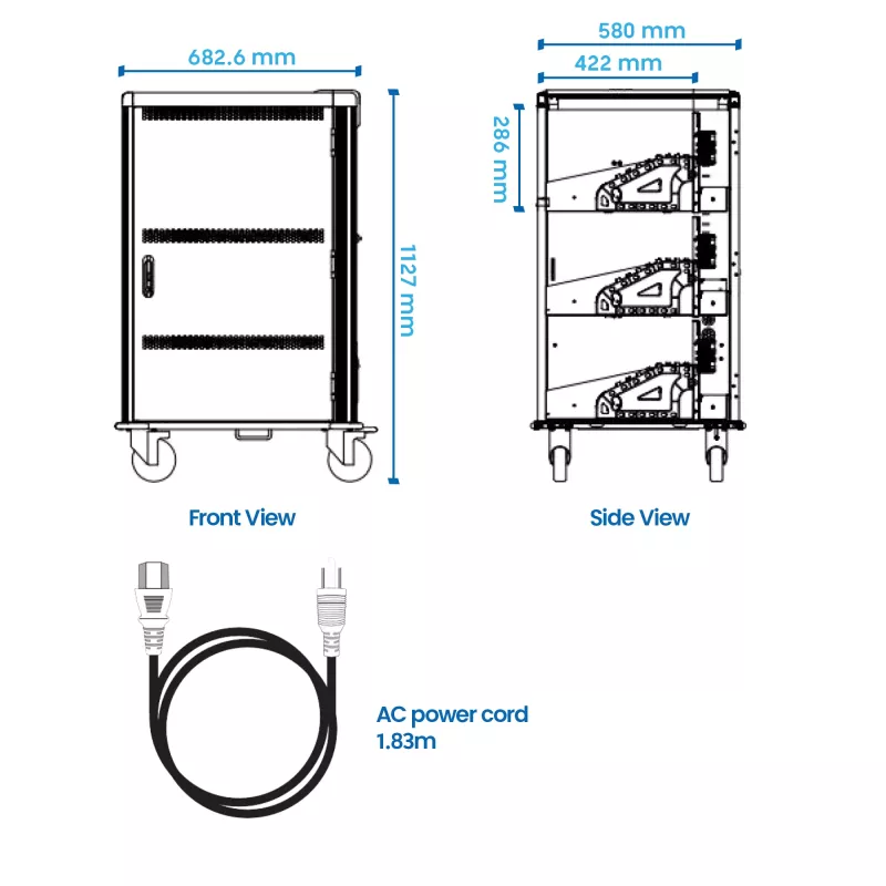 Ewent EW1701 carrinho/armário para dispositivos portáteis armário portátil para dispositivos preto, cinzento