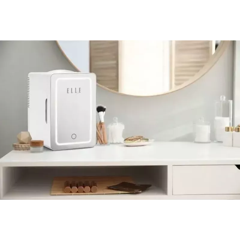 Mini-frigorífico com espelho de maquilhagem LED Elle ESDAF01WHEU 6 L branco