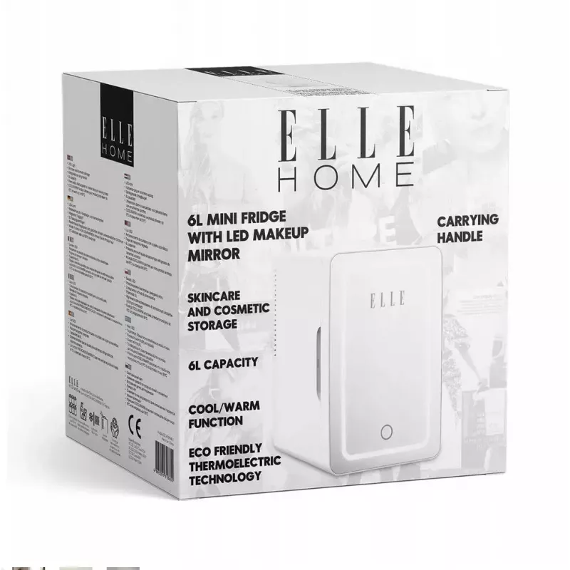 Mini-frigorífico com espelho de maquilhagem LED Elle ESDAF01WHEU 6 L branco