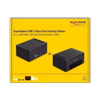 Caixa para HDD/SSD DeLOCK 64187 preto 2,5/3,5 polegadas 5 Gbit/s