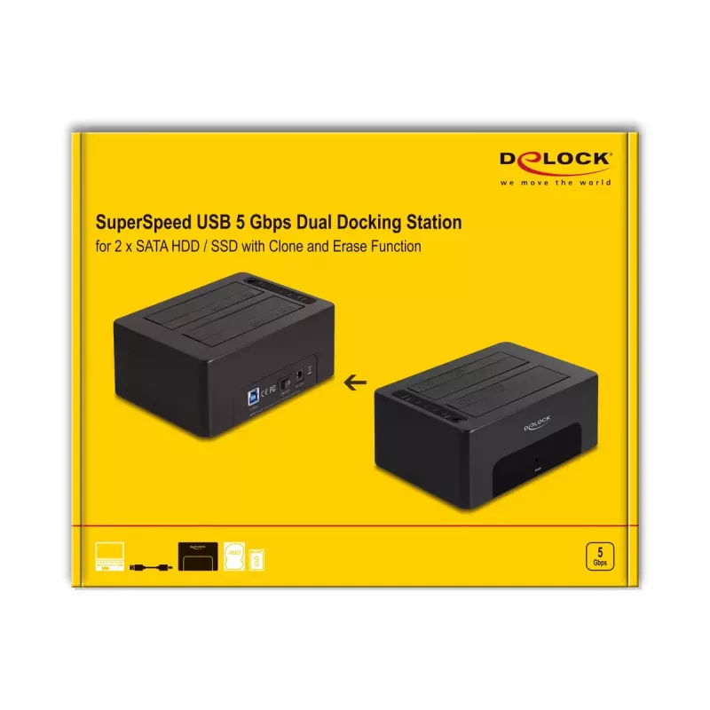Caixa para HDD/SSD DeLOCK 64187 preto 2,5/3,5 polegadas 5 Gbit/s