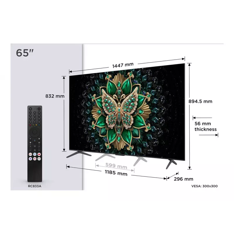 TV TCL C6K 65C6K 165,1 cm (65 polegadas) 4K Ultra HD Smart TV Wi-Fi metálico