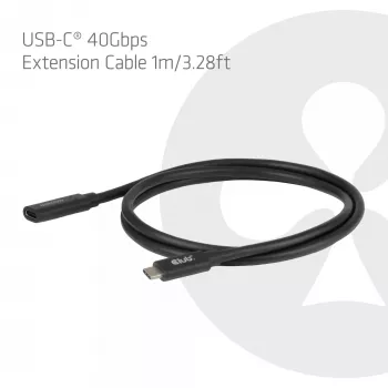 Cabo de extensão USB-C 40Gbps 1 m — club 3d, USB C para USB C, preto