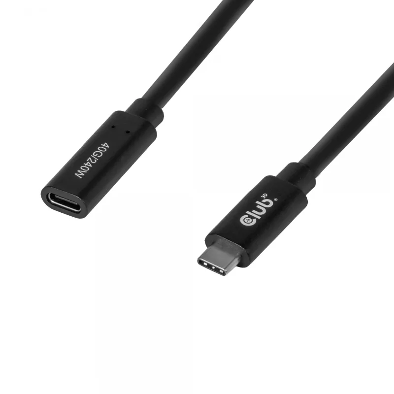 Cabo de extensão USB-C 40Gbps 1 m — club 3d, USB C para USB C, preto