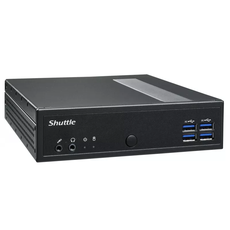 Shuttle XPC barebone fino DL40N, Intel N150, 1x DDR5, 2x LAN (2x 2,5Gbit), 2xCOM,1xHDMI,1xDP, 1x VGA, sem ventoinha, funcionamento contínuo 24/7