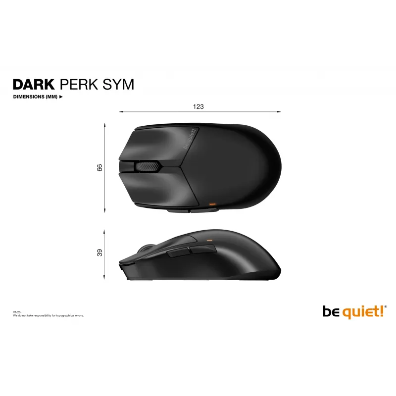 Rato Gaming be quiet Dark Perk | Sym Destro RF Wireless + USB Type-C Ótico 32000 DPI