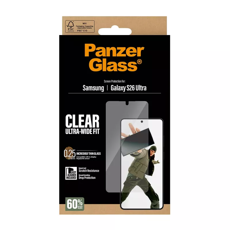 PanzerGlass ® Proteção de ecrã Samsung Galaxy S26 Ultra | Ultra-Wide Fit com EasyAligner