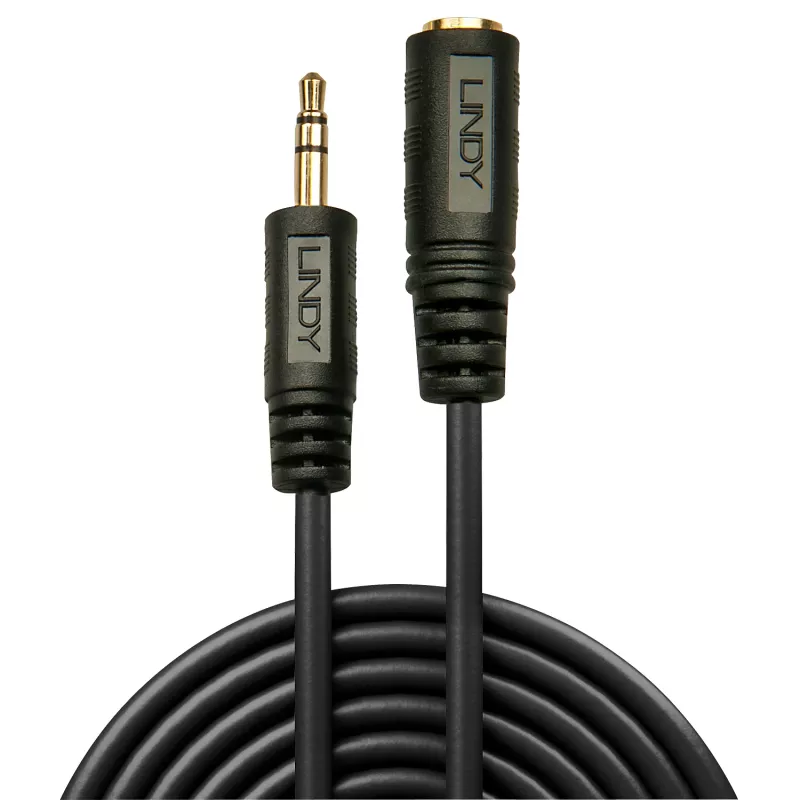Cabo de extensão de áudio 3,5mm Premium Lindy 2m, 3,5mm, macho, 3,5mm, fêmea, 2 m, Preto