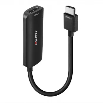 Lindy conversor HDMI 8K60 para DisplayPort 1.4, 0,157 m, HDMI tipo A (Standard), DisplayPort, conector macho, conector fêmea, reto