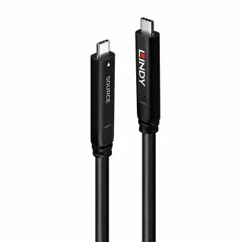 Lindy cabo híbrido USB 3.2 Gen 2 e DP 1.4 Type-C 15 m, 15 m, USB C, USB C, USB 3.2 Gen 1 (3.1 Gen 1), 5 Gbit/s, preto