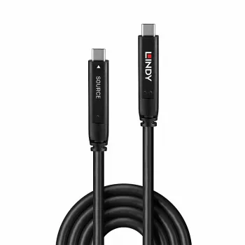 Lindy cabo híbrido USB 3.2 Gen 2 e DP 1.4 Type-C 15 m, 15 m, USB C, USB C, USB 3.2 Gen 1 (3.1 Gen 1), 5 Gbit/s, preto