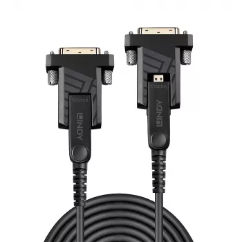 Lindy cabo micro-HDMI 18G híbrido de fibra ótica 40 m com conectores HDMI e DVI removíveis