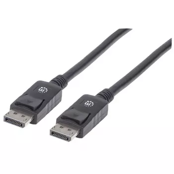 Cabo DisplayPort 1.2 Manhattan, 4K@60hz, 1m, macho para macho, com bloqueio, totalmente blindado, preto, garantia vitalícia, corresponde a DISPL1M