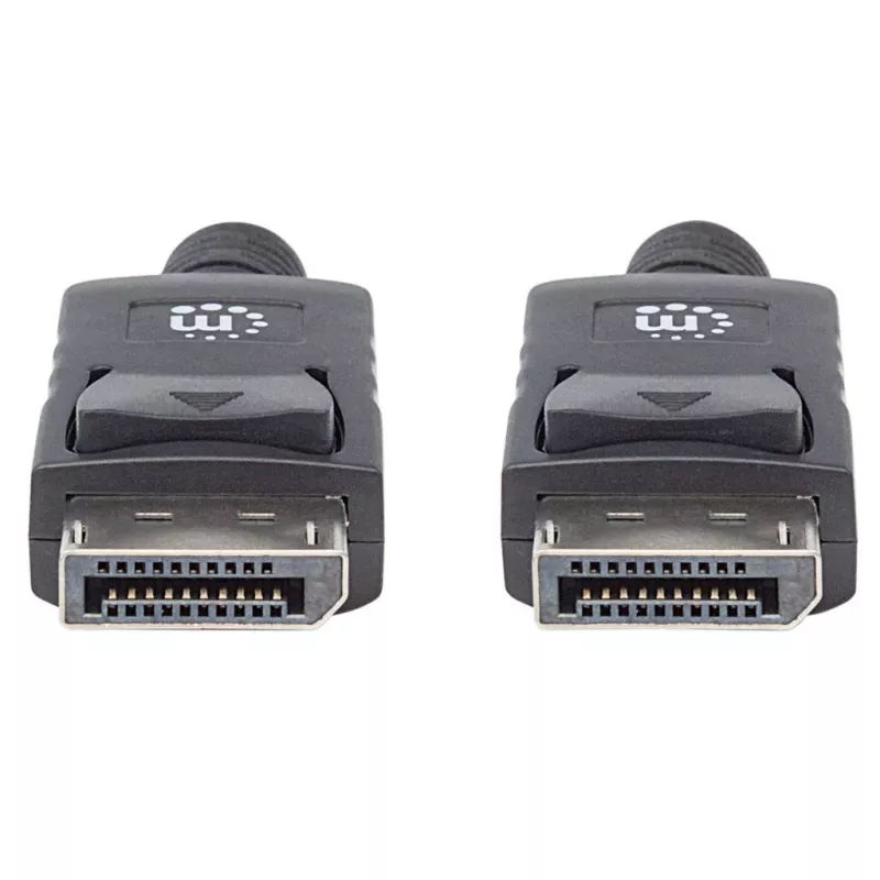 Cabo DisplayPort 1.2 Manhattan, 4K@60hz, 1m, macho para macho, com bloqueio, totalmente blindado, preto, garantia vitalícia, corresponde a DISPL1M