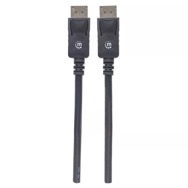 Cabo DisplayPort 1.2 Manhattan, 4K@60hz, 1m, macho para macho, com bloqueio, totalmente blindado, preto, garantia vitalícia, corresponde a DISPL1M