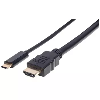 Cabo USB-C para HDMI Manhattan, 4K@30Hz, 2 m, preto, macho para macho, garantia de três anos