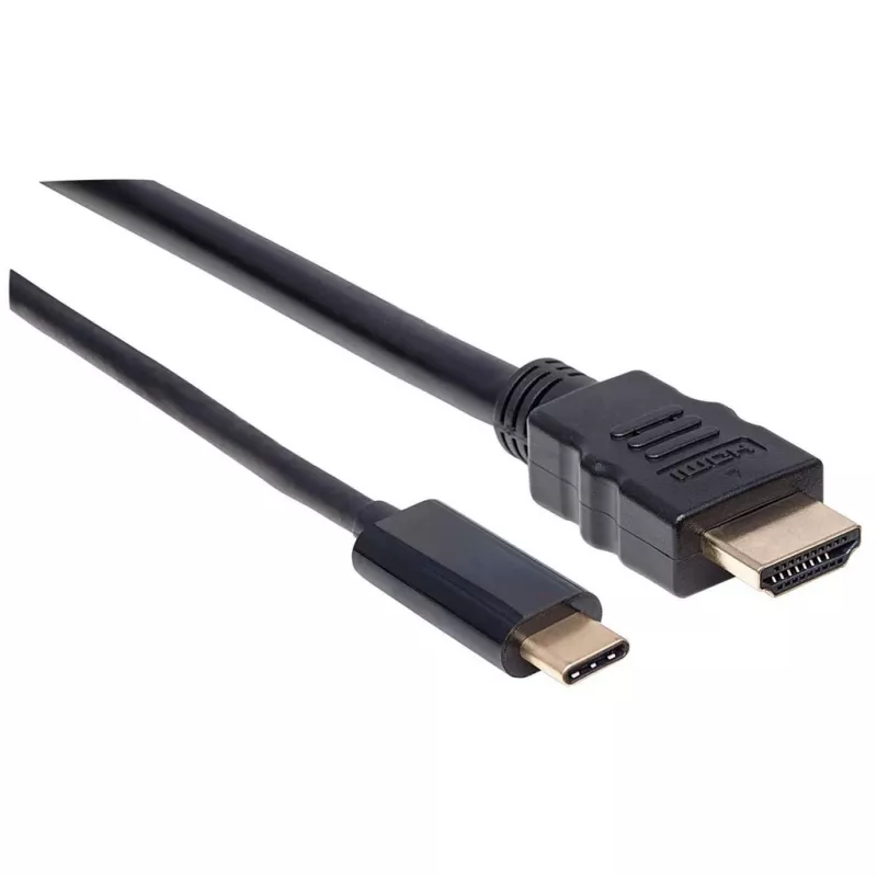 Cabo USB-C para HDMI Manhattan, 4K@30Hz, 2 m, preto, macho para macho, garantia de três anos