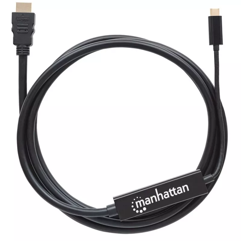 Cabo USB-C para HDMI Manhattan, 4K@30Hz, 2 m, preto, macho para macho, garantia de três anos