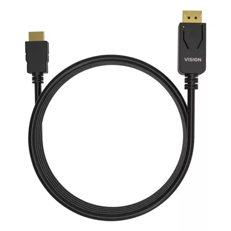 Adaptador de cabo de vídeo VISION TC 2MDPHDMI8K/BL — 2 m DisplayPort para HDMI, 6 mm, preto