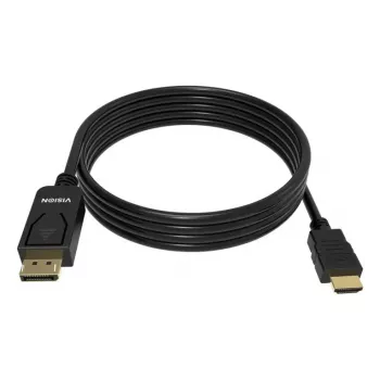 Adaptador de cabo de vídeo VISION TC 2MDPHDMI8K/BL — 2 m DisplayPort para HDMI, 6 mm, preto