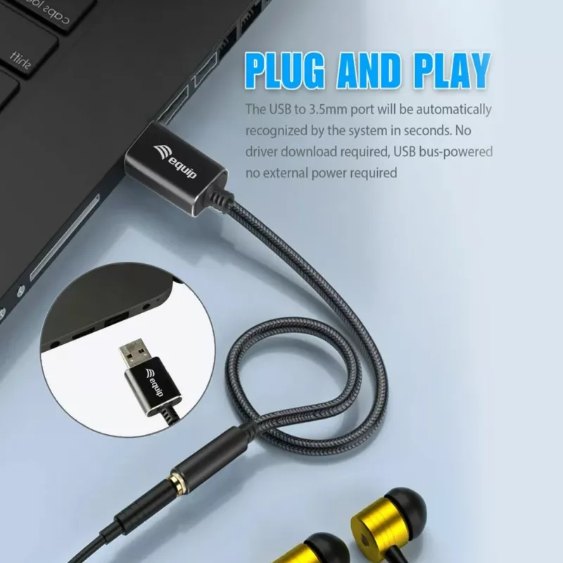 Cabo de áudio Equip 147945 0,15 m 3,5 mm USB Type-A preto