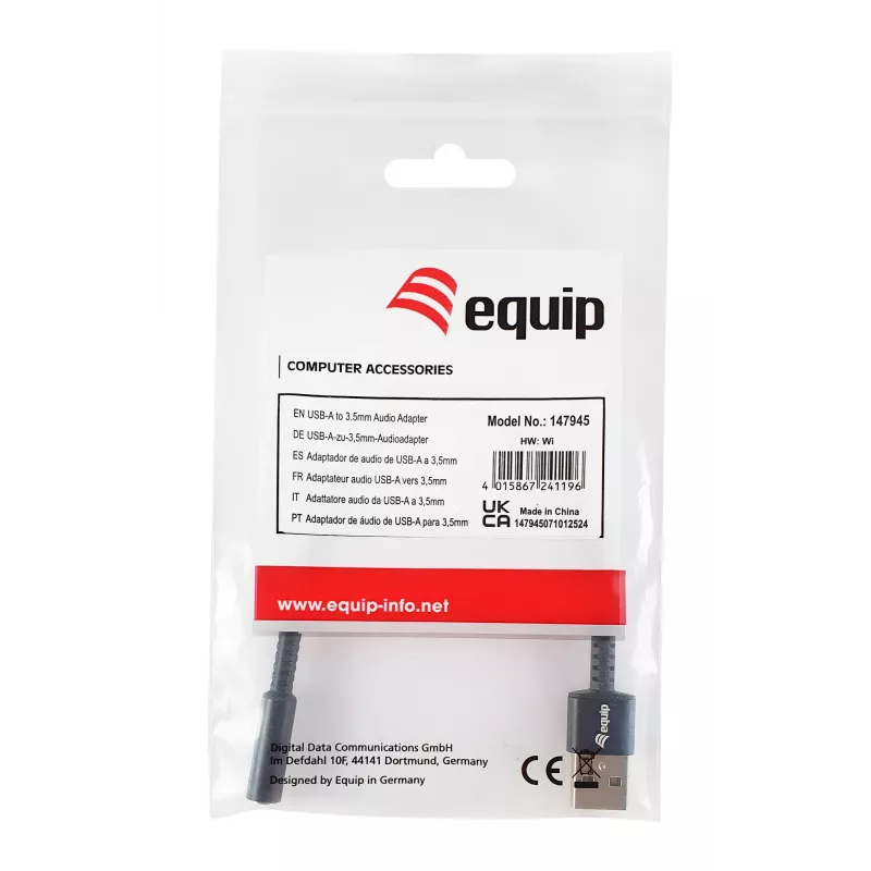 Cabo de áudio Equip 147945 0,15 m 3,5 mm USB Type-A preto