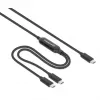Cabo de carregamento duplo USB-C para USB-C Manhattan, 100 W, 2 m, ficha para duas fichas, cabo divisor inteligente, carrega dois dispositivos através de uma porta USB-C PD, fornece até 100 W em carregamento único e até 70 W + 28 W em carregamento duplo, cabo entrançado, fichas em alumínio, preto