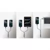 Cabo de carregamento duplo USB-C para USB-C Manhattan, 100 W, 2 m, ficha para duas fichas, cabo divisor inteligente, carrega dois dispositivos através de uma porta USB-C PD, fornece até 100 W em carregamento único e até 70 W + 28 W em carregamento duplo, cabo entrançado, fichas em alumínio, preto