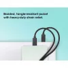 Cabo de carregamento duplo USB-C para USB-C Manhattan, 100 W, 2 m, ficha para duas fichas, cabo divisor inteligente, carrega dois dispositivos através de uma porta USB-C PD, fornece até 100 W em carregamento único e até 70 W + 28 W em carregamento duplo, cabo entrançado, fichas em alumínio, preto