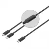 Cabo de carregamento duplo USB-C para USB-C Manhattan, 100 W, 2 m, ficha para duas fichas, cabo divisor inteligente, carrega dois dispositivos através de uma porta USB-C PD, fornece até 100 W em carregamento único e até 70 W + 28 W em carregamento duplo, cabo entrançado, fichas em alumínio, preto