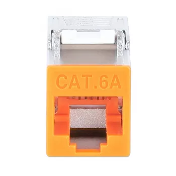 Keystone Jack Intellinet Cat6a 10G blindado sem ferramentas slim, laranja